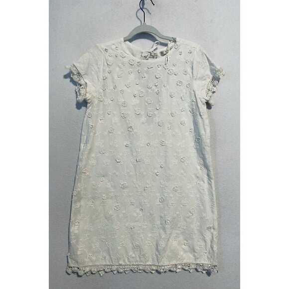 Zara Dress Womens Medium Ivory Crochet Lace Trim Open Back Cottagecore Fairy - Picture 2 of 9